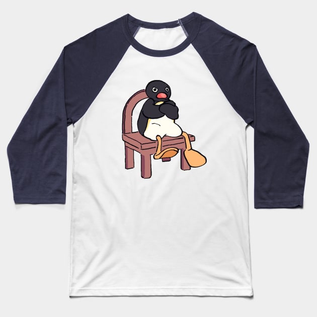 sulking sitting penguin meme / pingu Baseball T-Shirt by mudwizard